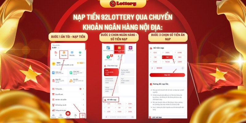 Chọn nạp tiền 92Lottery qua chuyển khoản ngân hàng