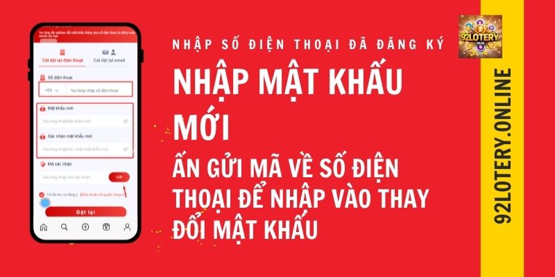 Nhận mã xác thực 92Lottery qua SMS hoặc Email